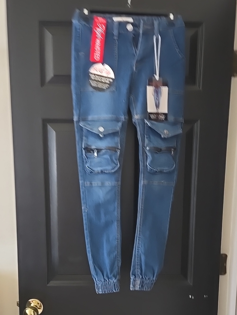 Women's Blue Cargo Jogger Jeans